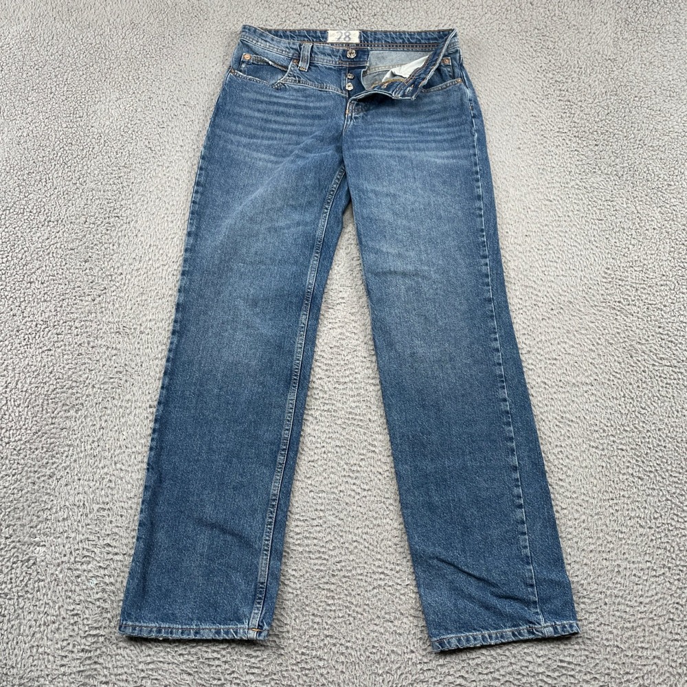 Free People Jeans Womens 28 Blue We The Free Straight Leg Button Fly 100% Cotton